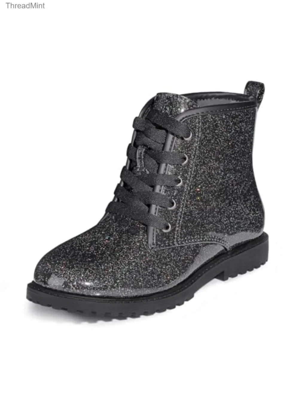 Kids Combat Boots Glitter Waterproof Side Zipper